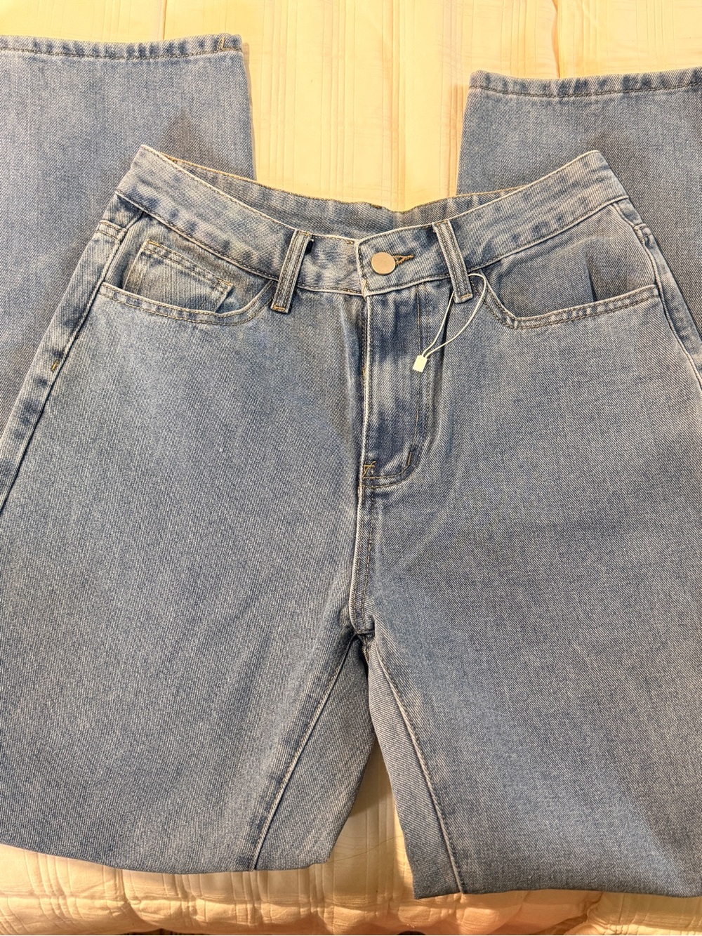 SHEIN High-Rise Light Blue Straight Leg Jeans